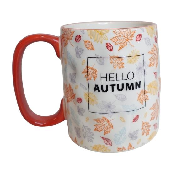"Hello Autumn" Textured Leaf Fall COFFEE CUP  / Mug - Picture 4 of 7